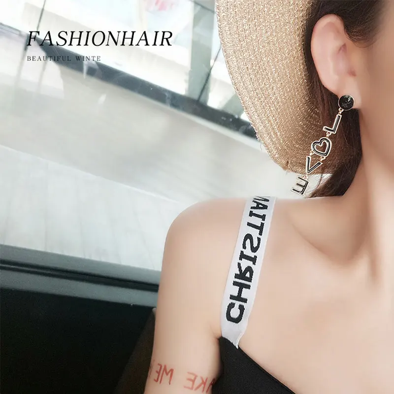 Женские длинные серьги с буквенным принтом Love темпераментные квадратные