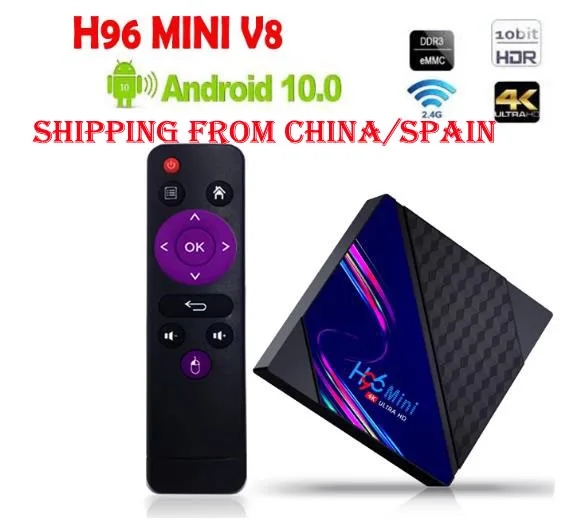 Приставка Смарт-ТВ H96 Mini V8 Android 10 0 RK3328A 4K 3D медиаплеер vs x96q android TV Box в Испании 2 4 ГГц