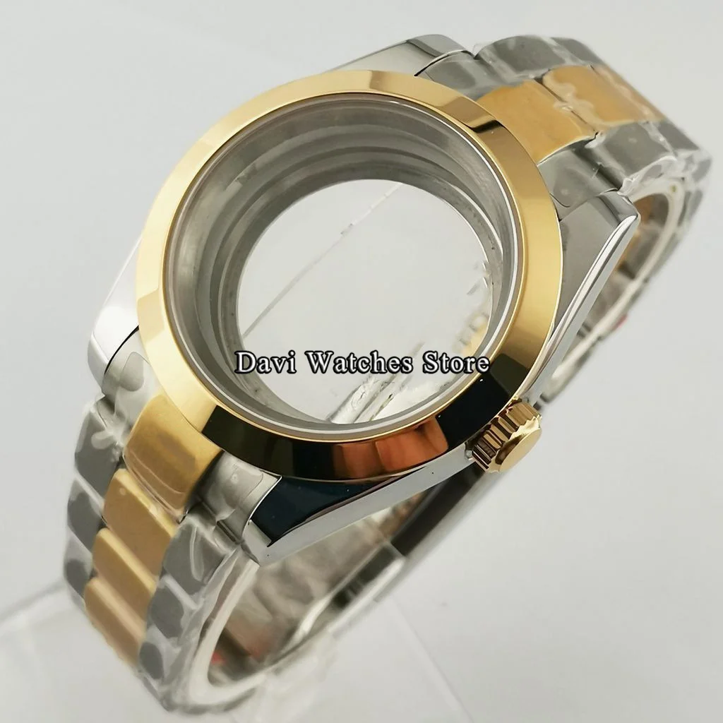 

40mm Watch Case+Watch Bracelet Silver Gold Case Fit For NH35 NH36 MIYOTA 8205/8215/821A,DG2813 3804,ETA 2836 Movement