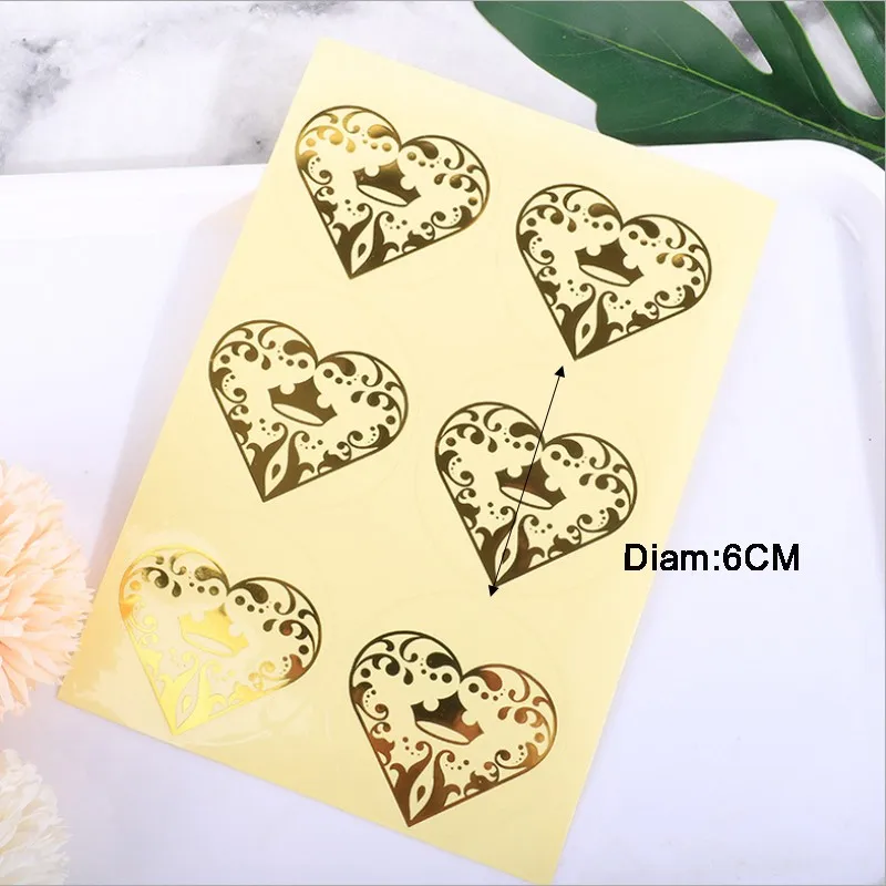 

60pcs/pack Love wisps bronzing diary album decoration stickers self-adhesive label paper stickers packing box stickers 6CM