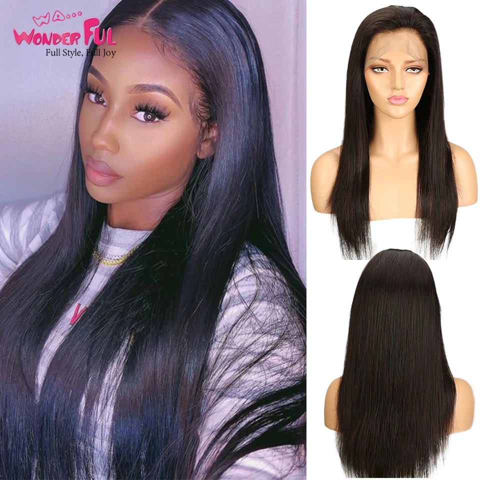 WA... чудесные прямые парики на 360 фронтальной сетке M Remy из человеческих волос