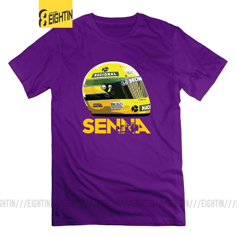 Ayrton Senna гоночный шлем для мужчин новинка футболка большой размер короткий рукав подарок футболки из хлопка с круглым вырезом - Цвет: Фиолетовый