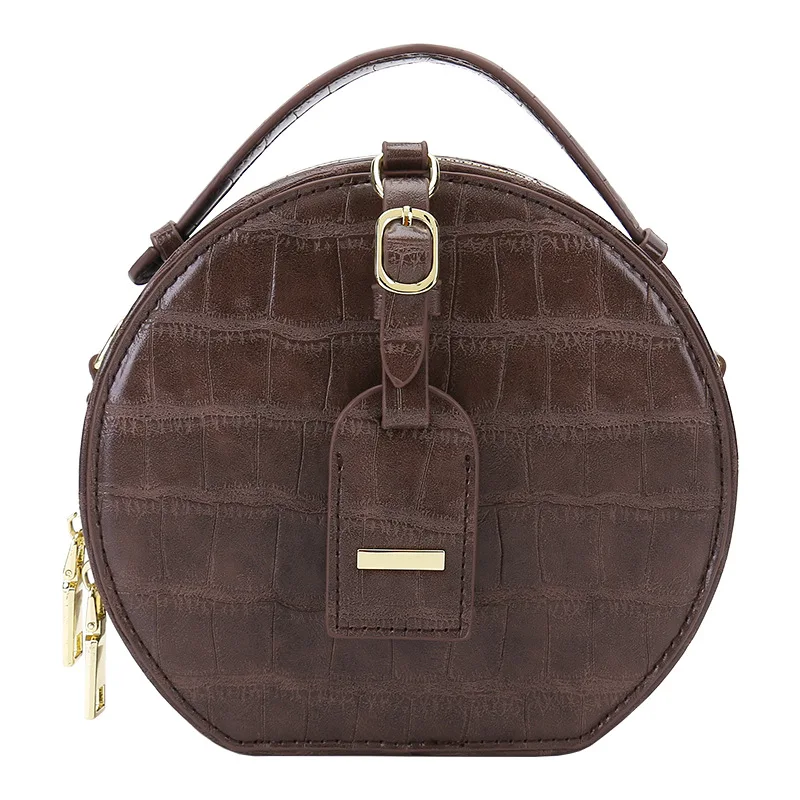 

Crocodile Small round Bag Women's Bag Non-Mainstream Design 2020 New Style Simple Single Shoulder Messenger Bag Mini Bag