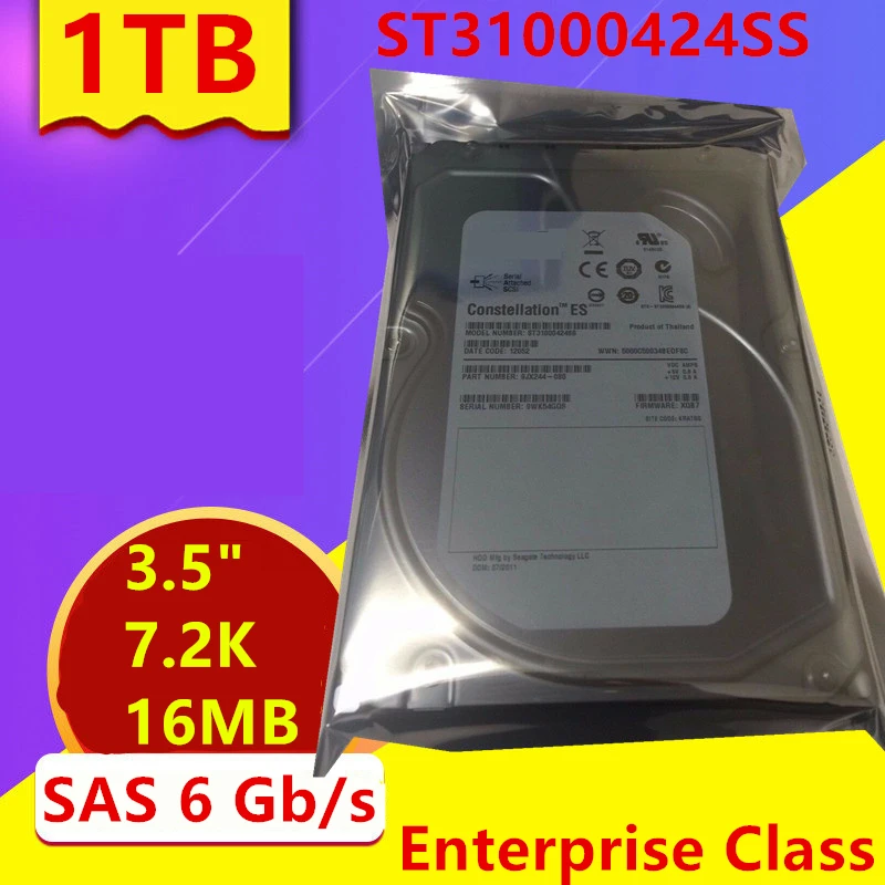 Новый оригинальный жесткий диск для Seagate Brand 1 ТБ 3,5 дюйма SAS 6 ГБ/сек. 32 Мб 7200 об/мин для внутреннего жесткого диска для класса Enterprise HDD для ST31000424SS