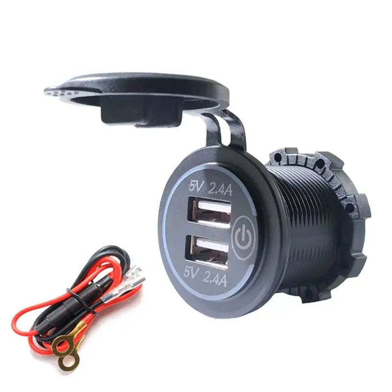 12V/24V Водонепроницаемый 2.4A Dual USB Зарядное устройство гнездо Мощность розетка с