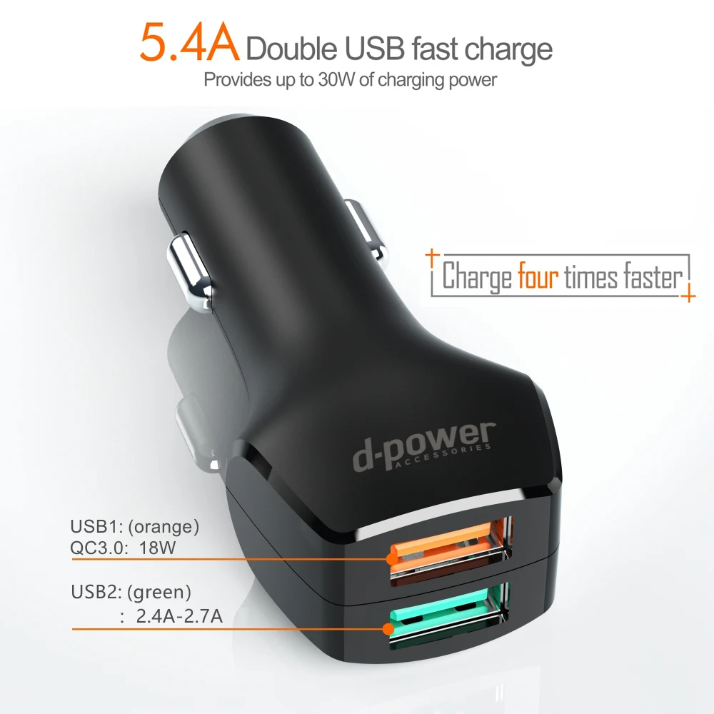 

5.4A 3.0 Dual USB Car Charger 30W Fast Chargeing Universal Mobile Phone QC3.0 QC Quick Car-Charger for Xiaomi Samsung Huawei