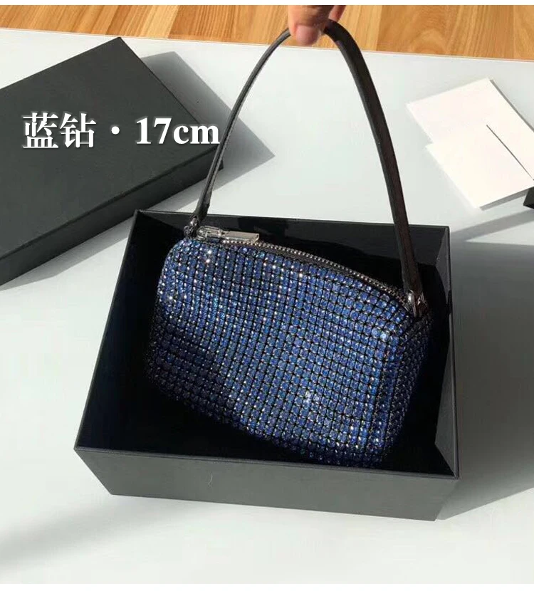 

2020 new aw king water drill bag leather full of drill bling bag one-shoulder mini flash drill hand bag under the armpit bag