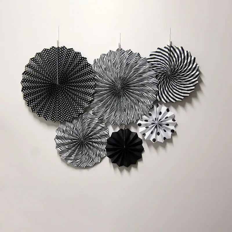 6pcs 16inch Tissue Paper Cut-out Fans Pinwheels Hanging Flower Crafts for Showers Wedding Party Birthday Festival | Дом и сад