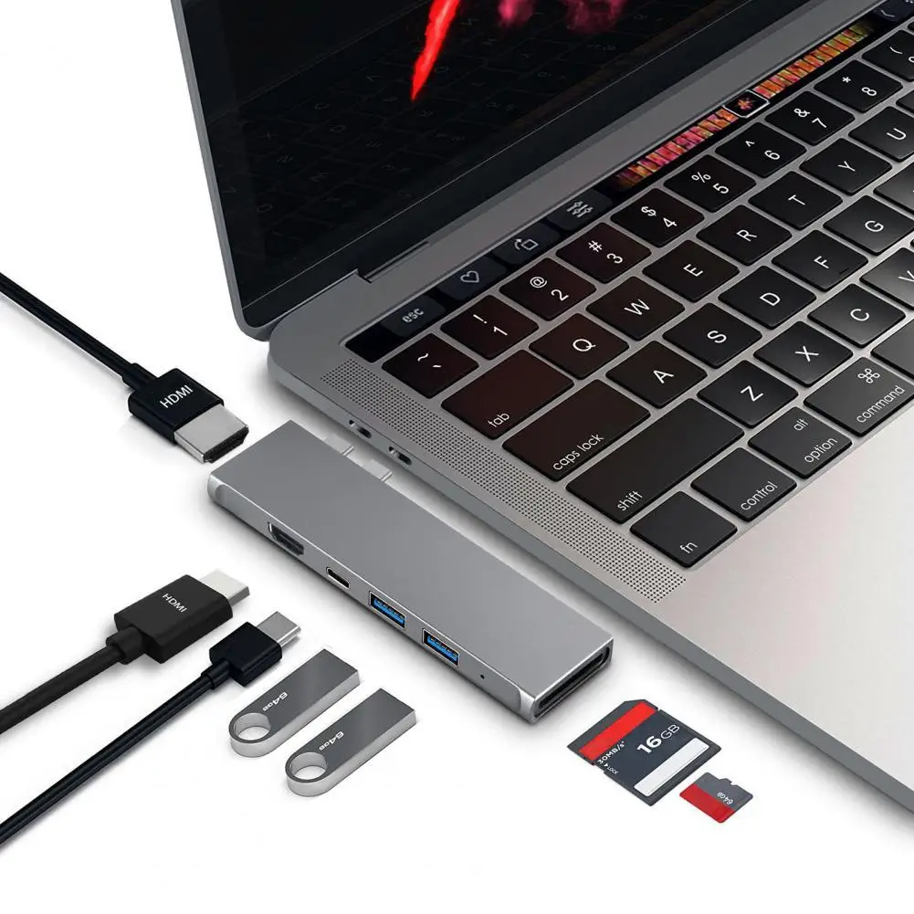 Тип-C расширения док-станция для двойной PD 7 в 1 USB хаб мобильный телефон Тетрадь