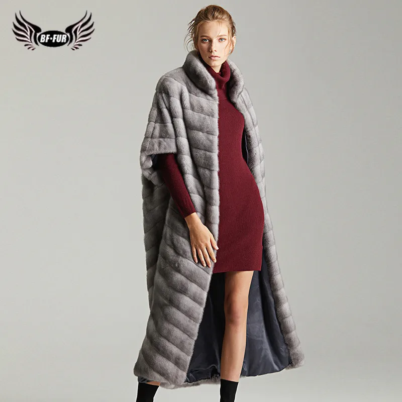 BFFUR Long Real Mink Fur Coats For Women 2020 Winter Fashion High Quliaty Natural Mink Fur Jackets Genuine Luxury Fur Overcoats