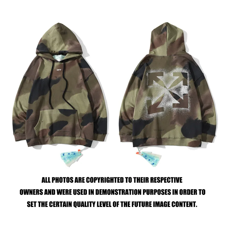 

2021 new fashion off white tie dye inkjet camouflage hooded sweater for men and women