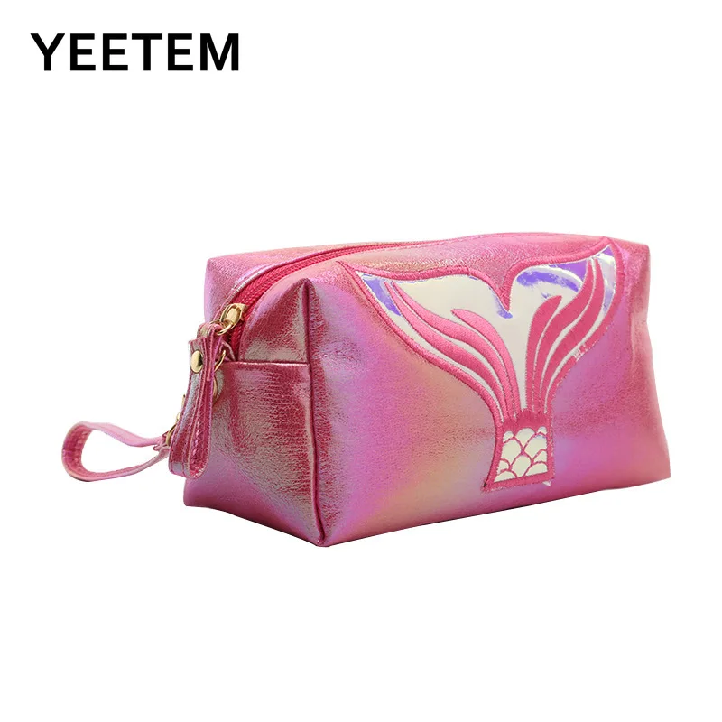 

Popular Mermaid Cosmetic Bag Cute Laser Light Embroidery Fishtail Cosmetic Bag Colorful Cartoon Storage Bag Women's Bag Purse