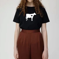 hot sale women tshirts cow printed costume tshirts summer women o neck short sleeve new tops t shirts music ban