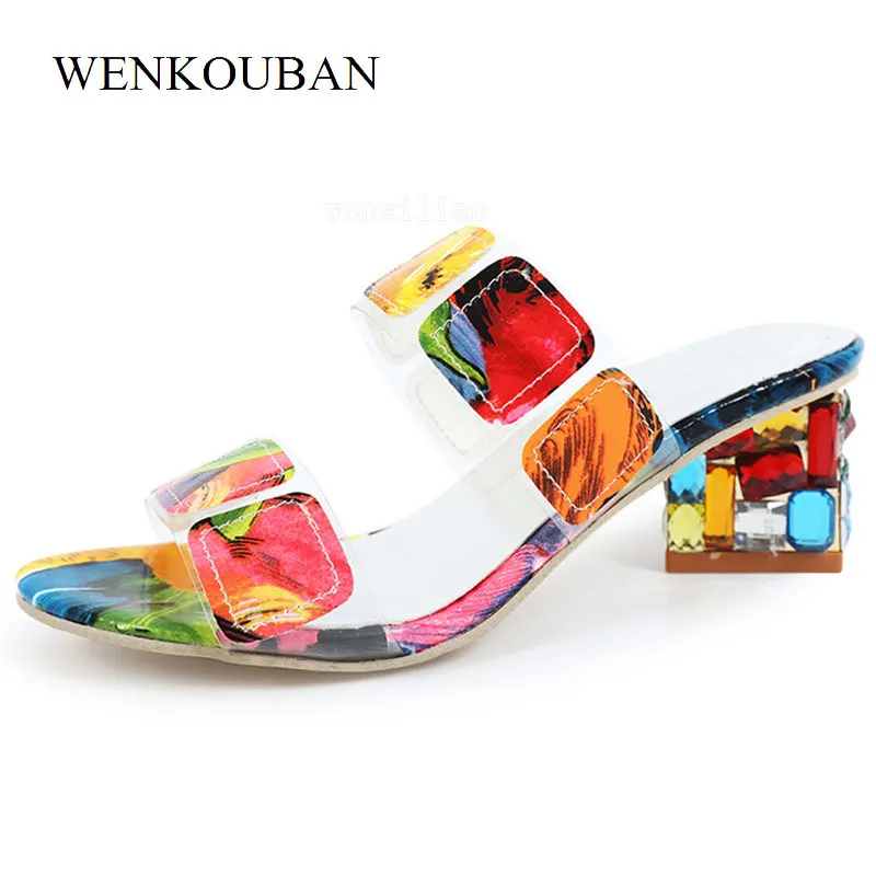 Женские сандалии 2021 летние разных цветов женские на квадратном каблуке модные