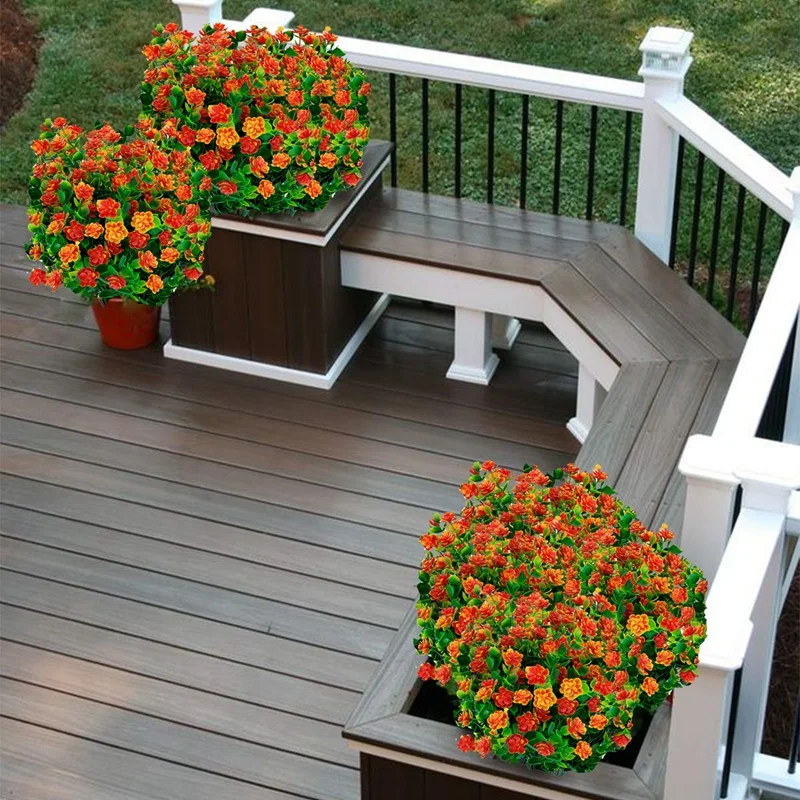 

Искусственные цветы HLZS-8Pcs года, уличные, устойчивые к ультрафиолетовому излучению, 8 веток, Искусственные пластиковые, для зелени, кустарник...