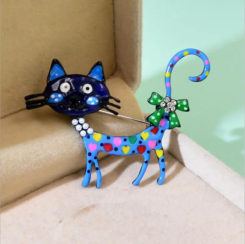 2022 fasahion Lovely Cat Brooches 2-color Enamel Pet Animal Party Casual Brooch Pins For Women Men Gifts | Украшения и аксессуары
