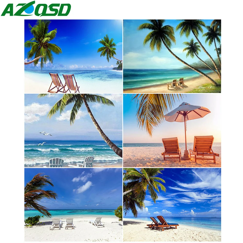 

AZQSD Full Round Dril Embroidery Tree Mosaic Handmade Gift Diamond Painting Landscape Mosaic Needlework Home Decoration