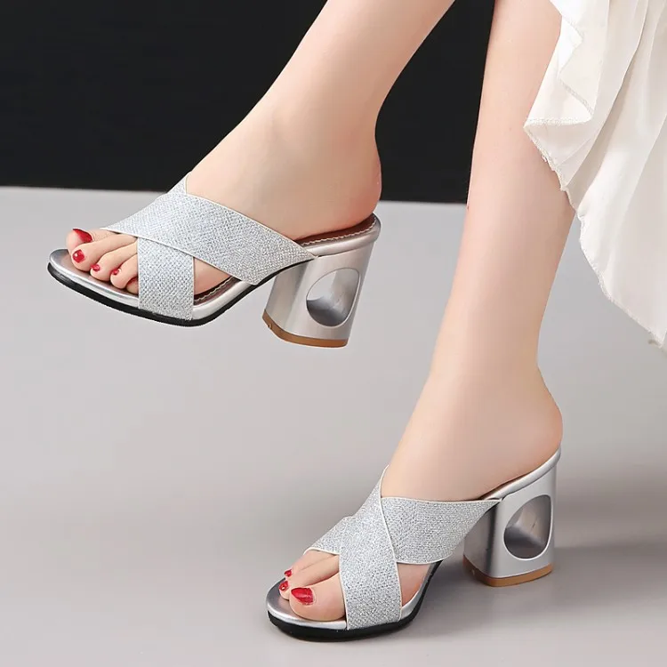 ZawsThia 2020 летние Серебристые Синие Блестящие женские туфли на высоком блочном