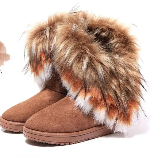 Женские ботильоны из искусственного меха повседневная обувь на платформе с