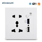Zemismart Tuya WiFi универсальная розетка умная штепсельная вилка Великобритании с 2 usb-портами приложение Smart Life дистанционное управление Alexa Google Home 100-240 В
