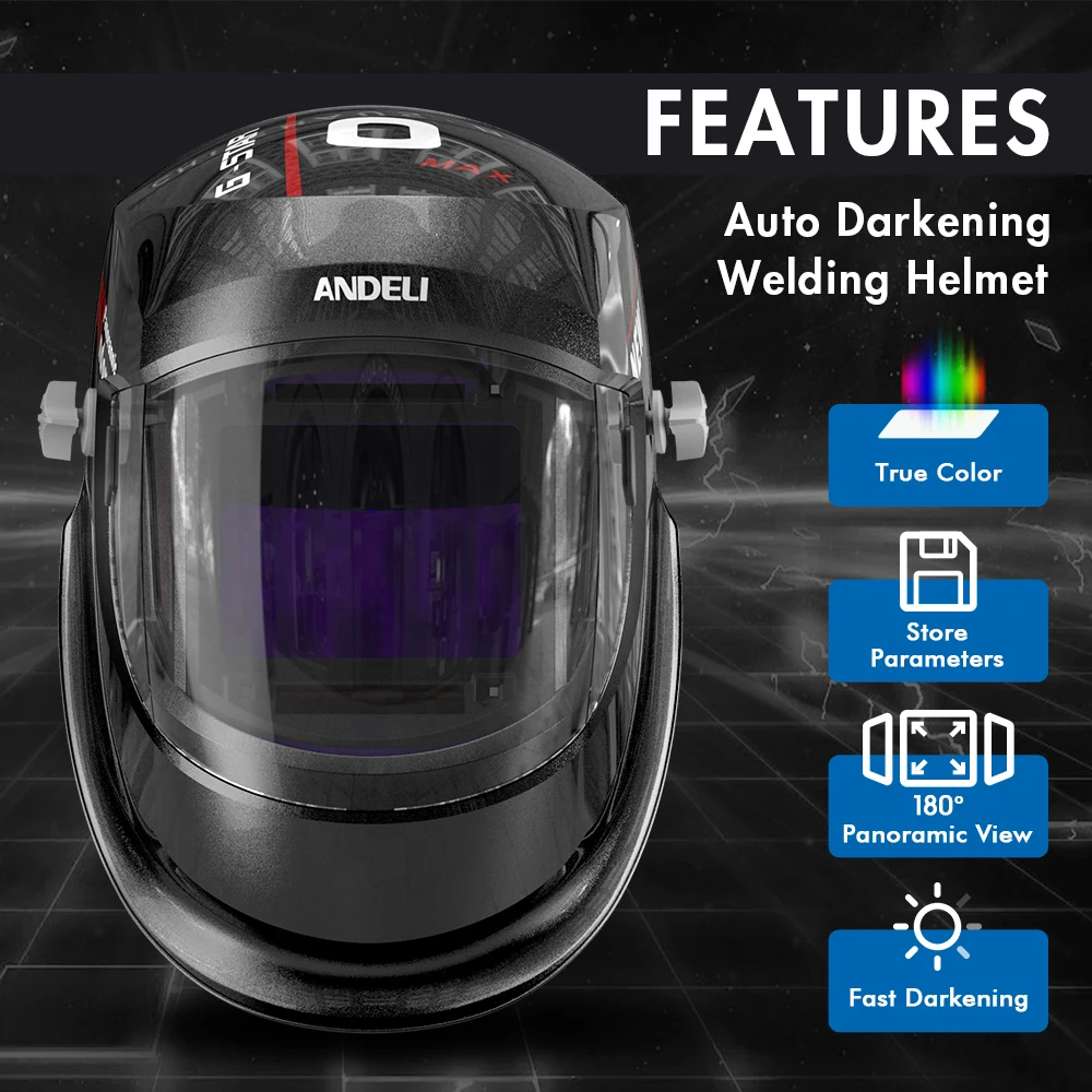 

ANDELI Welding mask Automatic Welding Helmet Large View Solar Power True Color Auto Darkening Welder Mask For TIG MIG CUT