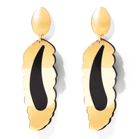 wybu fashion goldenblack double layer leaves pendant drop earring for women goden ear studs plant earing drop party earring