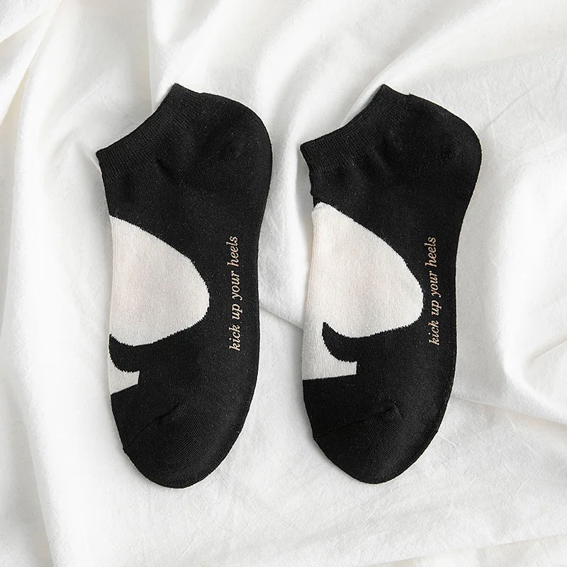 

Spring and Summer New Harajuku Retro Casual Socks Female Kawaii Dot Shallow Mouth Cute Socks with Love Pattern