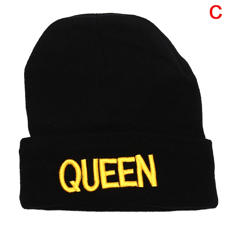 KING QUEEN шапочки для пар теплые зимние осенние эластичные вязаные головные уборы
