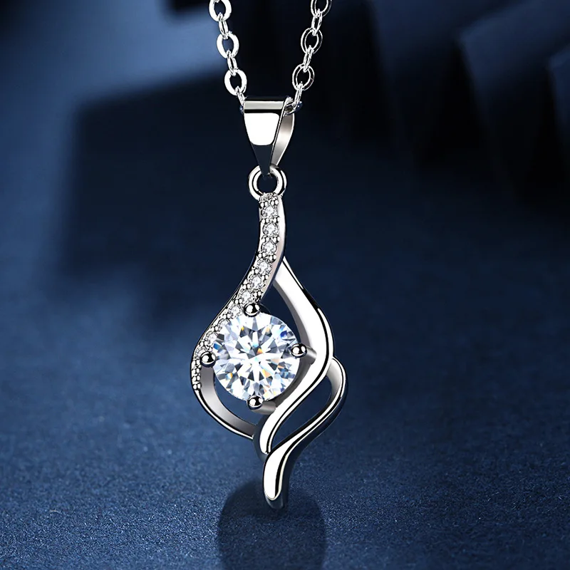 

Fanqieliu Screw Heart Crystal Pendant Necklaces Woman With Chain Wedding Jewelry 925 Sterling Silver Necklace For Women FQL20389
