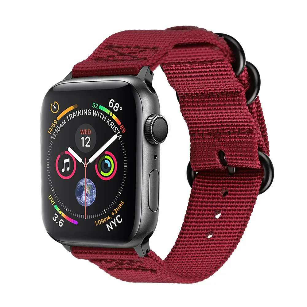 Лидер продаж нейлоновый ремешок для часов для Apple Watch Series 5 4 40 мм 44 мягкие спортивные нейлоновый браслет 38 мм/42 мм, ремешок для наручных часов iwatch 1/2/3