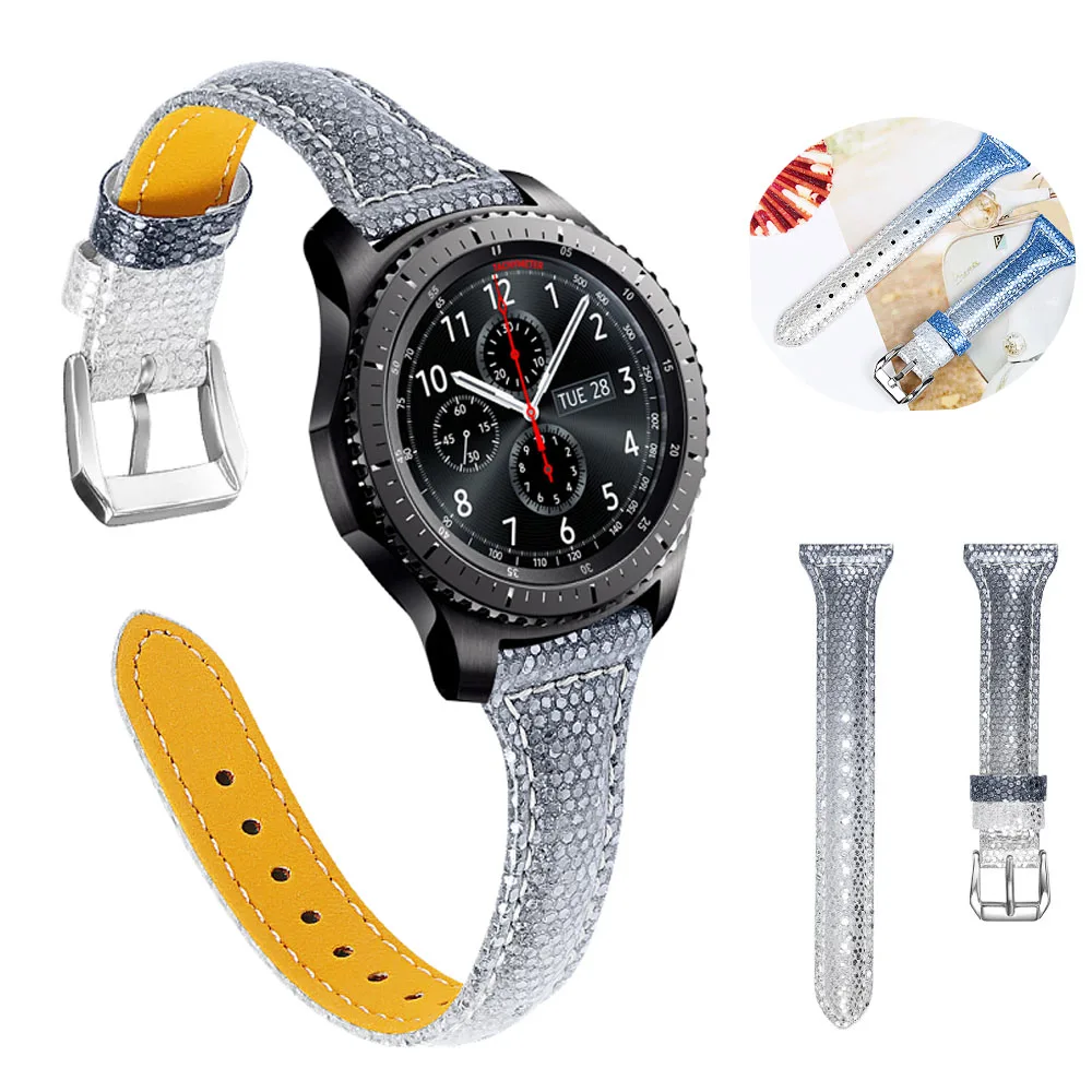 

Gradient Genuine Leather Strap for Samsung Galaxy Watch 3 45mm 46mm Slim Leather 22mm Bracelet for Huawei Amazfit GTR 47mm Band
