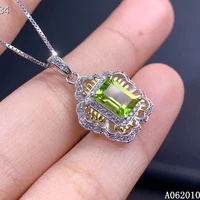 kjjeaxcmy fine jewelry 925 sterling silver inlaid natural peridot luxury girl new pendant necklace support test hot selling