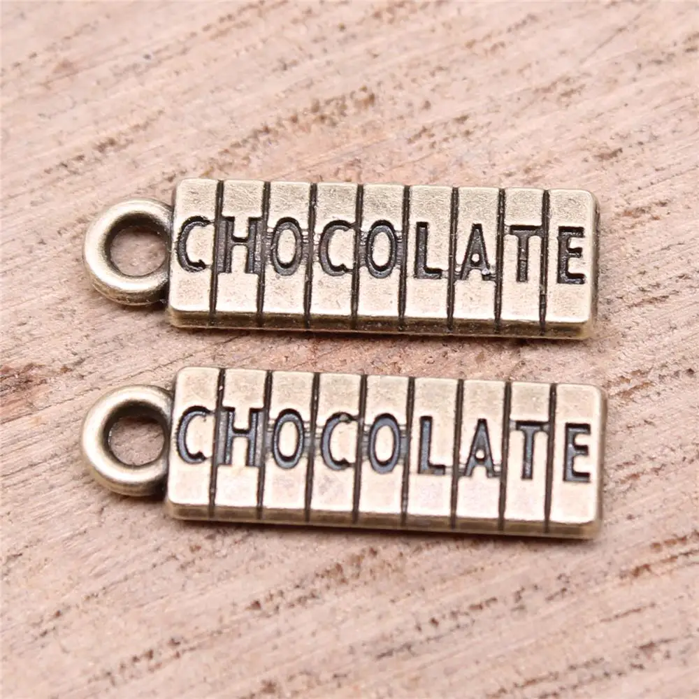 

Chocolate Charms For Jewelry Making Findings Handmade DIY Craft 20pcs Antique Bronze Color 20x6mm