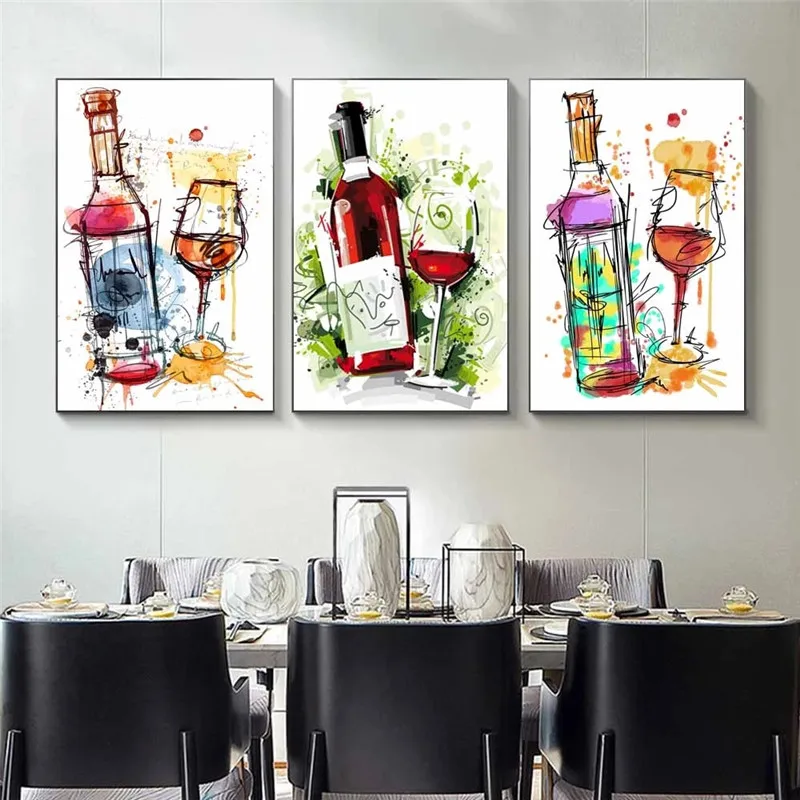 Скандинавский граффити модная Картина на холсте цветные абстрактные винные