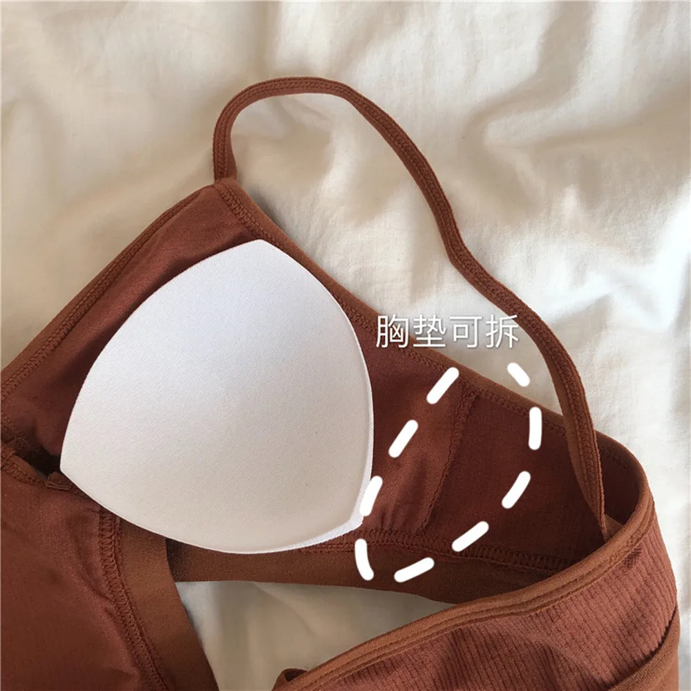 

New Cotton Thin Strap Bralette Sexy Lingerie Seamless Hollow Out Soft Bras For Women Wireless Push Up Bra Comfortable Underwear
