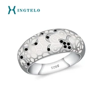 xingtelo black spinel 925 sterling silver ring for women anniversary gift enamel ring classic jewelry