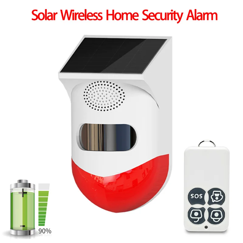 

RF433 Remote Control Solar Wireless Home Burglar Security Alarm Siren PIR Motion Sensor Detector For Home Garden Yard Outdoor