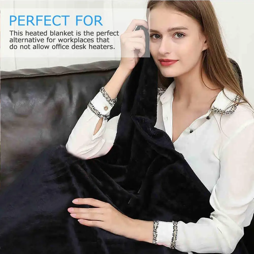 

USB Heated Shawl Carbon Fiber Electric Heating Throw Plush Flannel Blanket for Car Office Home Travel (66 X 25.6 Inches)