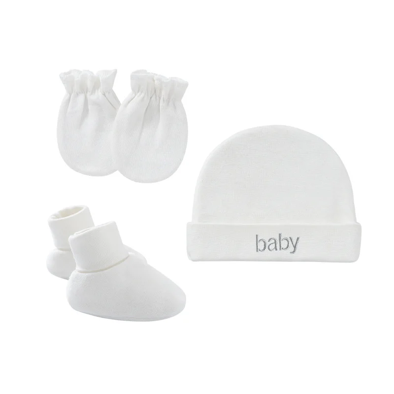 Single Layer Newborn Hat+Glove+Socks Set For Baby Boy Girl Cap Cotton Toddler Fall Casual Photography Props Soft Infant Nightcap