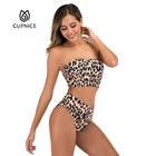 CUPNICE Новый стиль сексуальное бикини бандо с леопардовым принтом раздельный купальник с высокой талией женский купальник
