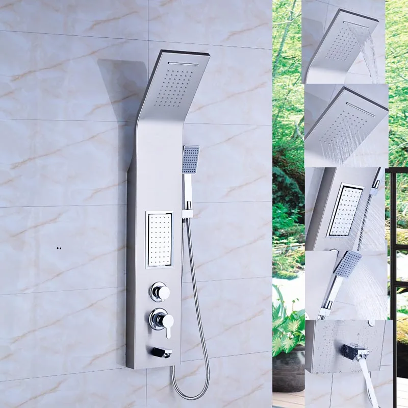 shower panel D Водопад дождь смеситель для душа Матовый никель ванная комната смеситель для душа из нержавеющей стали душевая панель смеситель для душа Колонка - Цвет: shower panel D