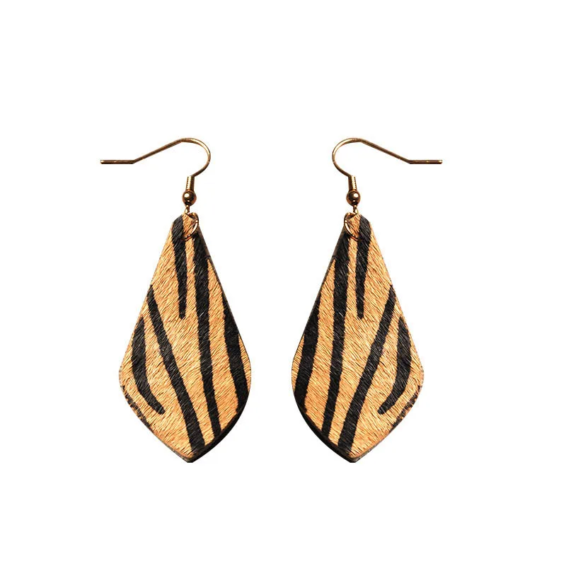 

ZWPON Cheetah Teardrop Earrings for Women Genuine Leather Zebra Print Water Drop Earrings Jewelry Wholesale