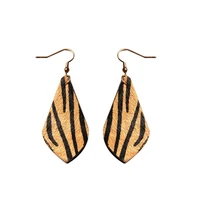 zwpon cheetah teardrop earrings for women genuine leather zebra print water drop earrings jewelry wholesale