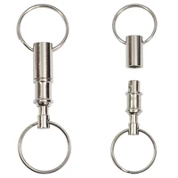 1pcs dual detachable key chain snap lock holder steel chrome pull apart key rings removable keyring keychain