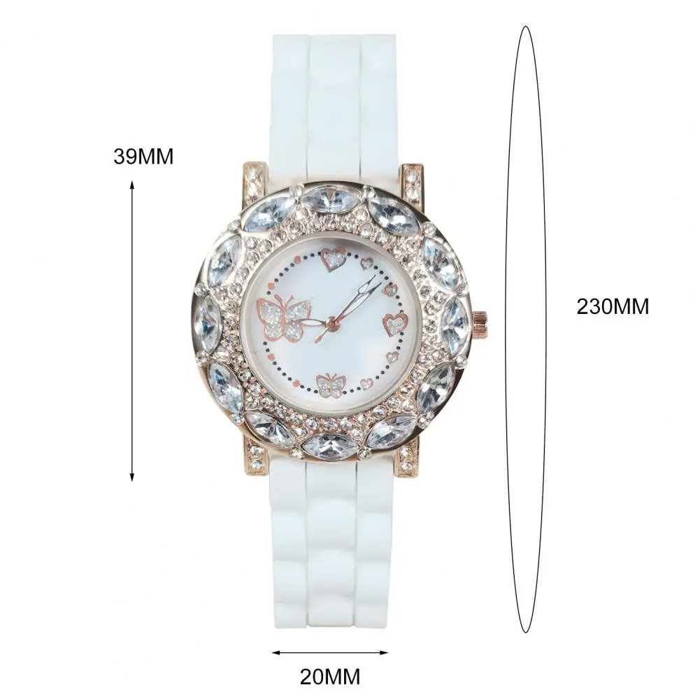 

2021 New Fashion Romantic Women Butterflies Quartz Movement Alloy Rhinestone Round Dial Wristwatch Watch for Office