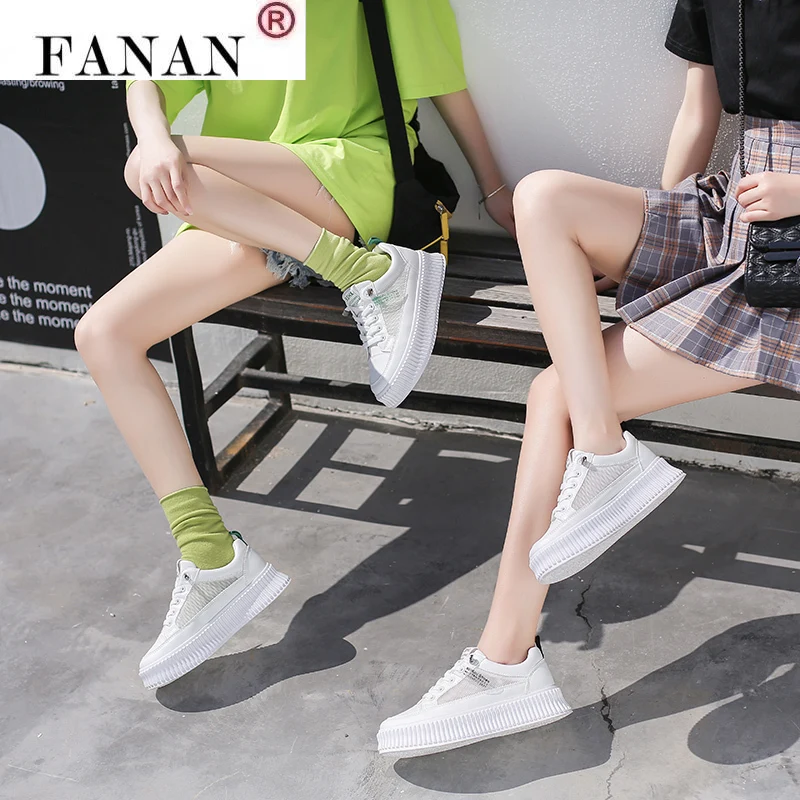 

New breathable white shoes womens mesh surface 2021 new Korean student board shoes women's thick-soled increased net shoes women
