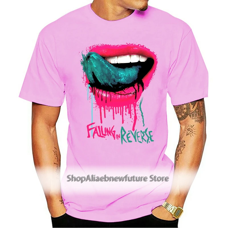 

100% Cotton Falling In Reverse Dripping Lips T Shirt Rock Band Ronnie Radke Design Tops Soft Tee