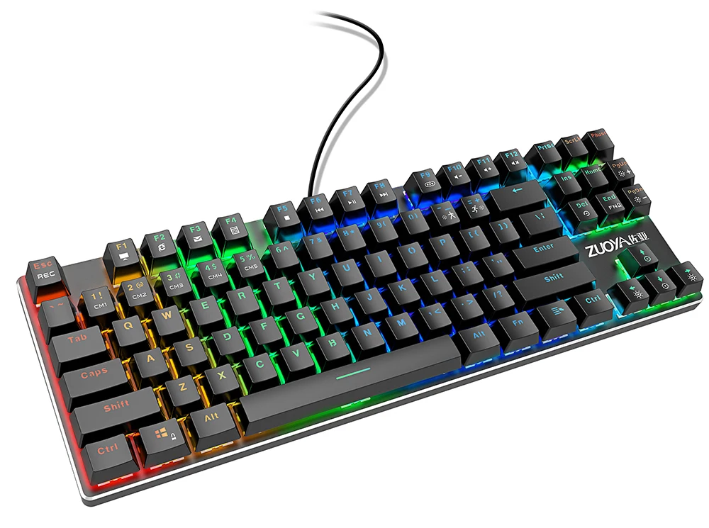 Игровая механическая клавиатура 87 клавиш микс/RGB подсветка игровая Проводная клавиатура синий красный переключатель USB для компьютера ноутбука английский/русский