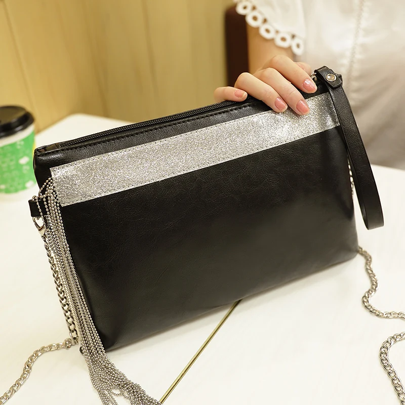 Модная женская сумка-клатч с цепочкой и кисточками сумки через плечо для женщин