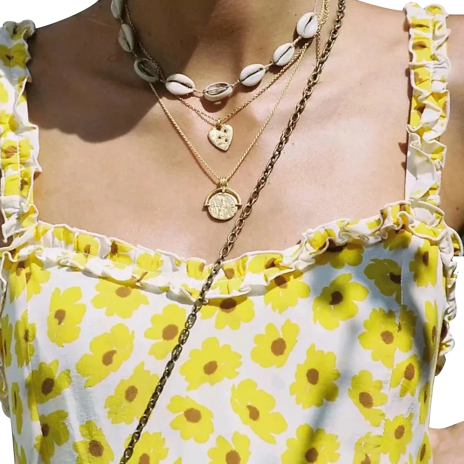 

Women Summer Trendy Sweet Slip Dress Adults Sexy Sunflower Print Ruffle Zipper Slim Dress (Yellow) S/M/L